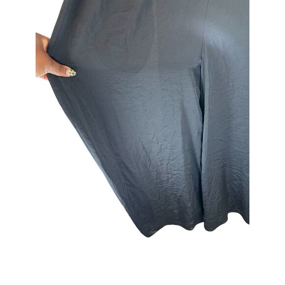 Lewit Black Satin Basic Classy Dressy Relaxed Wide Leg Jumpsuit Size 8 - Picture 7 of 12